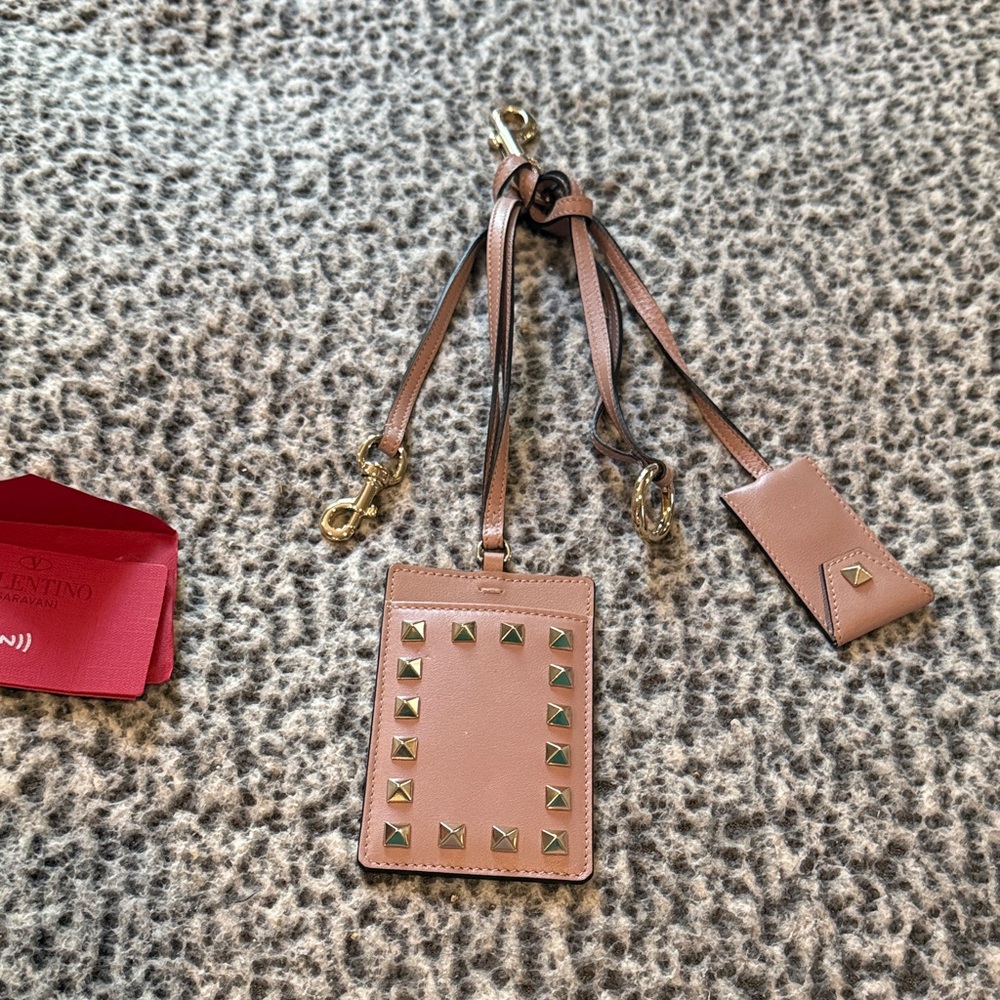 Valentino Blush Pink Studded Key & Card Holder